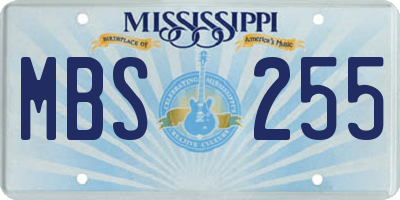 MS license plate MBS255