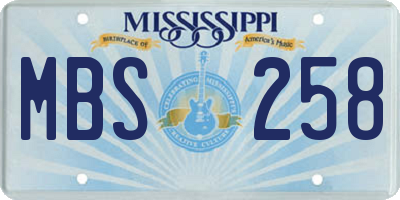 MS license plate MBS258