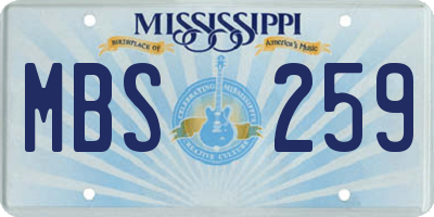 MS license plate MBS259