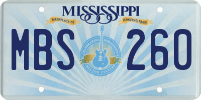 MS license plate MBS260