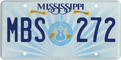 MS license plate MBS272
