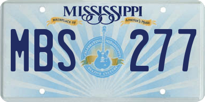 MS license plate MBS277