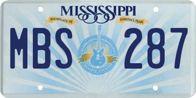 MS license plate MBS287