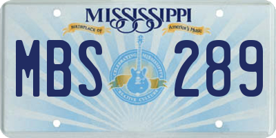 MS license plate MBS289