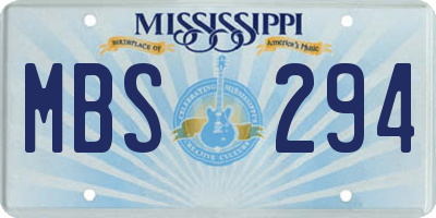 MS license plate MBS294