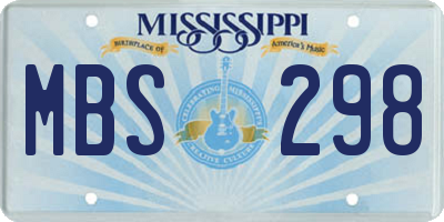 MS license plate MBS298