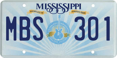MS license plate MBS301