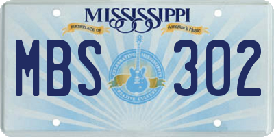 MS license plate MBS302