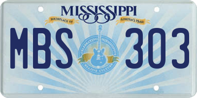 MS license plate MBS303