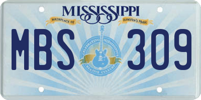 MS license plate MBS309