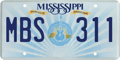 MS license plate MBS311