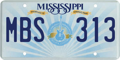 MS license plate MBS313