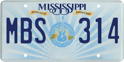 MS license plate MBS314