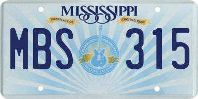 MS license plate MBS315