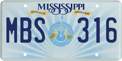 MS license plate MBS316