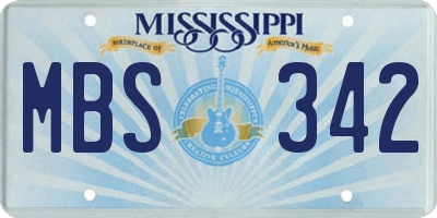 MS license plate MBS342