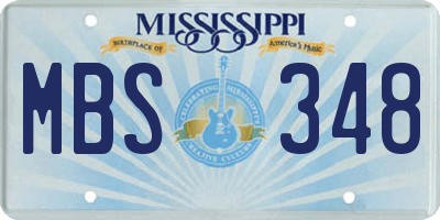 MS license plate MBS348