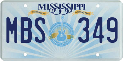 MS license plate MBS349