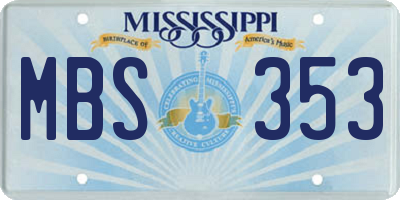 MS license plate MBS353