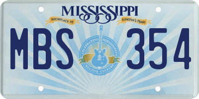 MS license plate MBS354