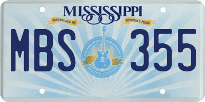 MS license plate MBS355