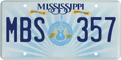 MS license plate MBS357