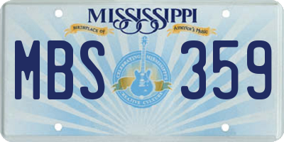 MS license plate MBS359