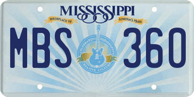 MS license plate MBS360