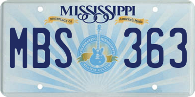 MS license plate MBS363