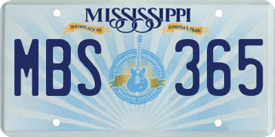 MS license plate MBS365