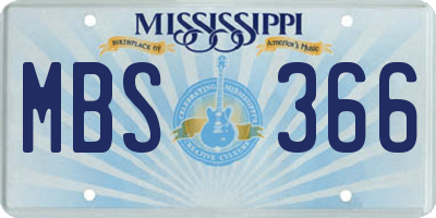 MS license plate MBS366