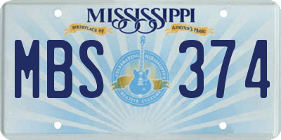 MS license plate MBS374