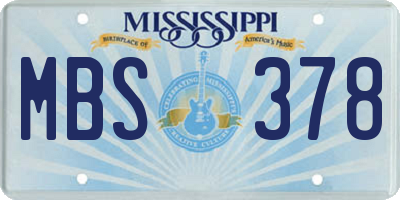 MS license plate MBS378
