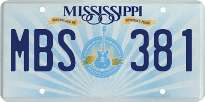 MS license plate MBS381