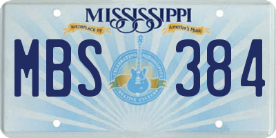 MS license plate MBS384