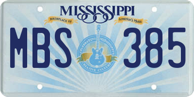 MS license plate MBS385