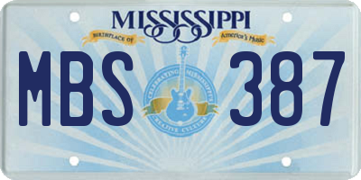 MS license plate MBS387