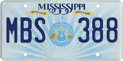 MS license plate MBS388