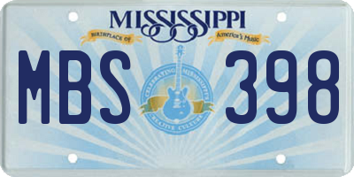 MS license plate MBS398