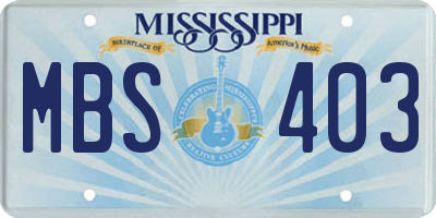 MS license plate MBS403