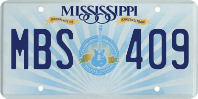 MS license plate MBS409
