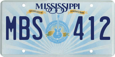 MS license plate MBS412