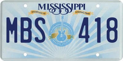 MS license plate MBS418