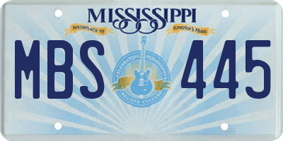 MS license plate MBS445