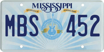 MS license plate MBS452