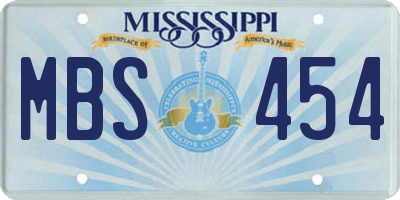 MS license plate MBS454