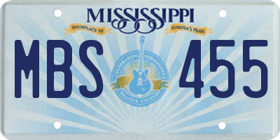 MS license plate MBS455