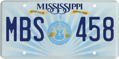 MS license plate MBS458