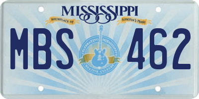MS license plate MBS462