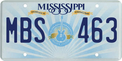 MS license plate MBS463